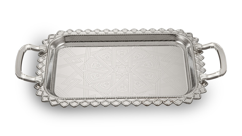 IRON FULL CHROME PLATED TRAY WITH LIGHT HANDLE, 3PCS SET