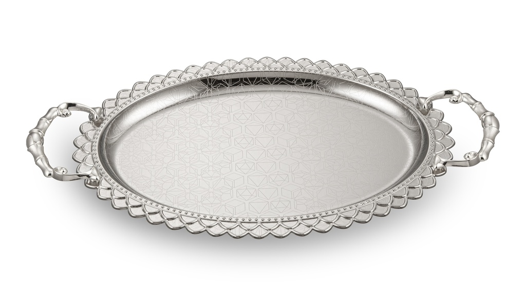 IRON FULL CHROME PLATED TRAY WITH LIGHT HANDLE, 3PCS SET