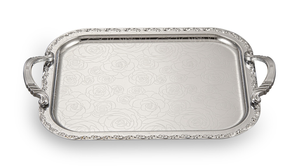 IRON FULL CHROME PLATED TRAY WITH LIGHT HANDLE, 3PCS SET