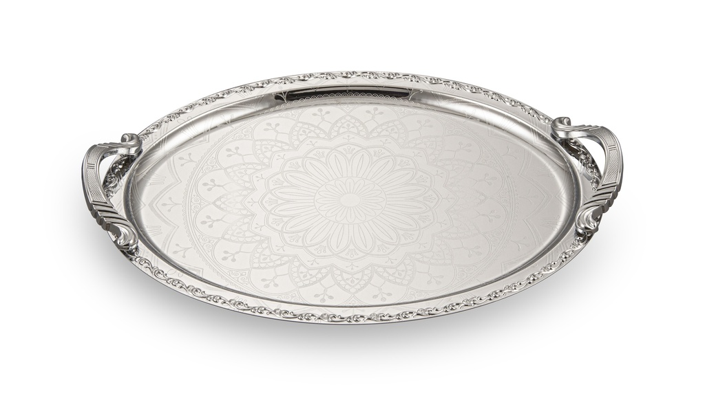 IRON FULL CHROME PLATED TRAY WITH LIGHT HANDLE, 3PCS SET