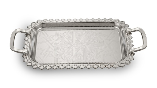 [016-0001] IRON FULL CHROME PLATED TRAY WITH LIGHT HANDLE, 3PCS SET