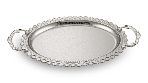 [016-0003] IRON FULL CHROME PLATED TRAY WITH LIGHT HANDLE, 3PCS SET