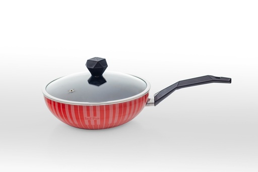 [024-0016] Saif plus 30cm wok with glass lid,w/1 handle
